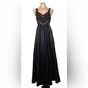 Vintage Silky Nylon Full Sweep Maxi Chemise Nightgown Slip Dress Undercover Wear